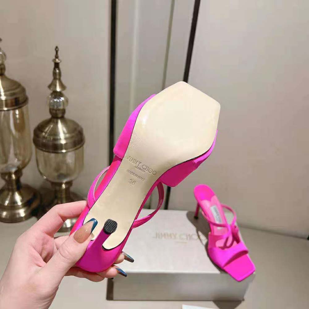 Jimmy Choo Women Anise 95 Fuchsia Satin Mules in 95mm Heel Height - image 10