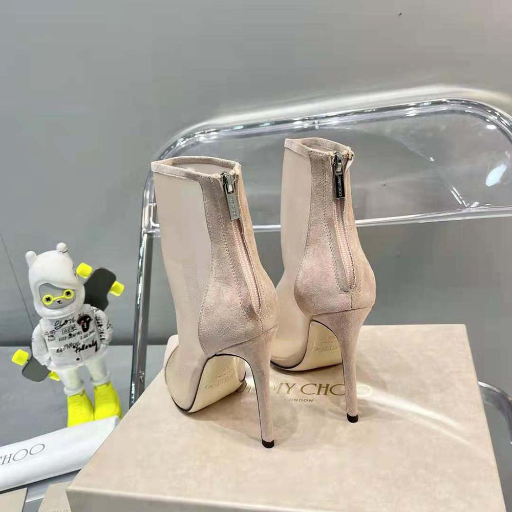 Jimmy Choo Women Bing Boot 100 Ballet Pink Suede and Mesh Ankle Boots - image 9