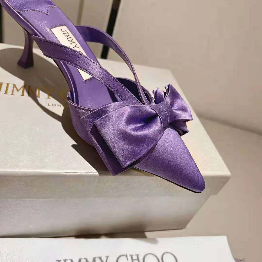 Jimmy Choo Women Flaca Mule 50 Wisteria Satin Mules with Bow - image 8