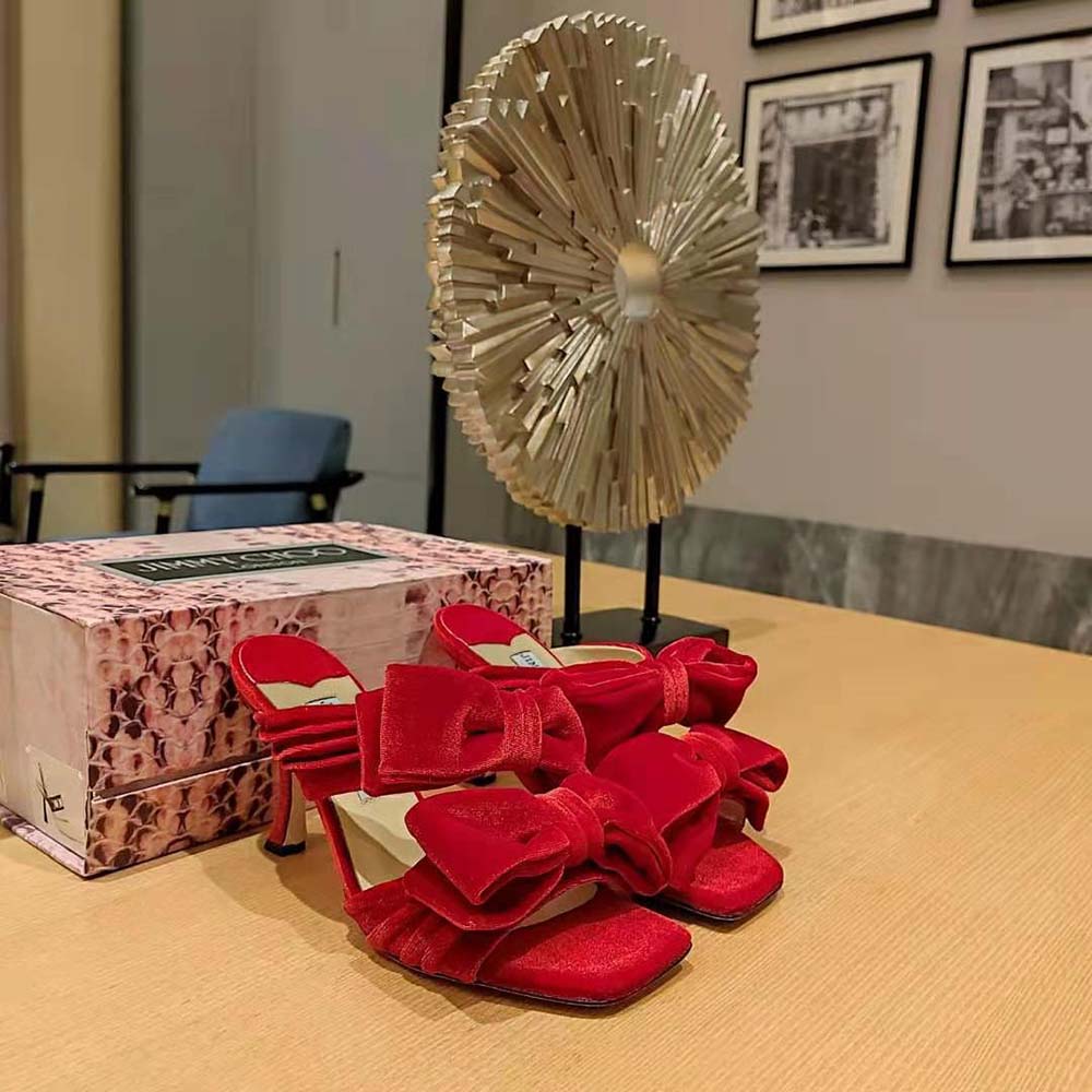 Top angle showing ankle strap on Jimmy Choo Women Flaca Sandal 100