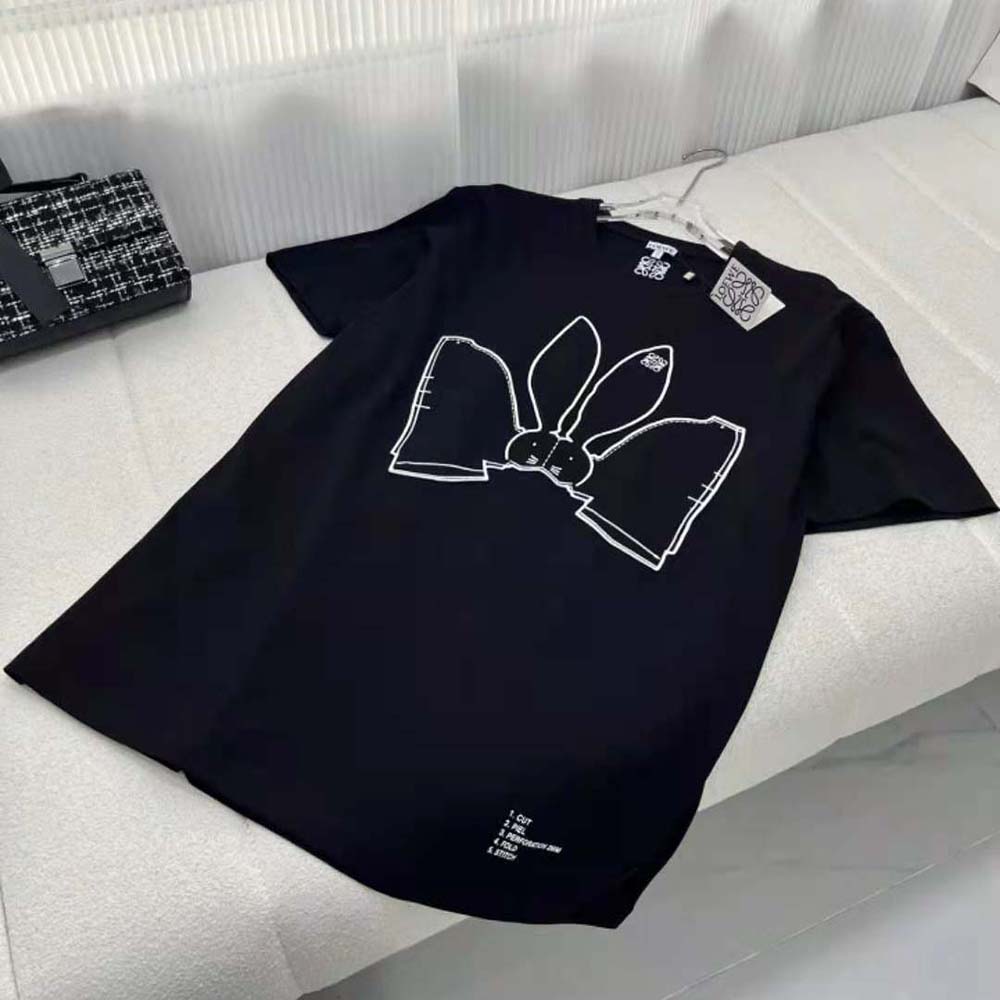 Close-up of signature bunny print on Loewe Women Bunny T-shirt