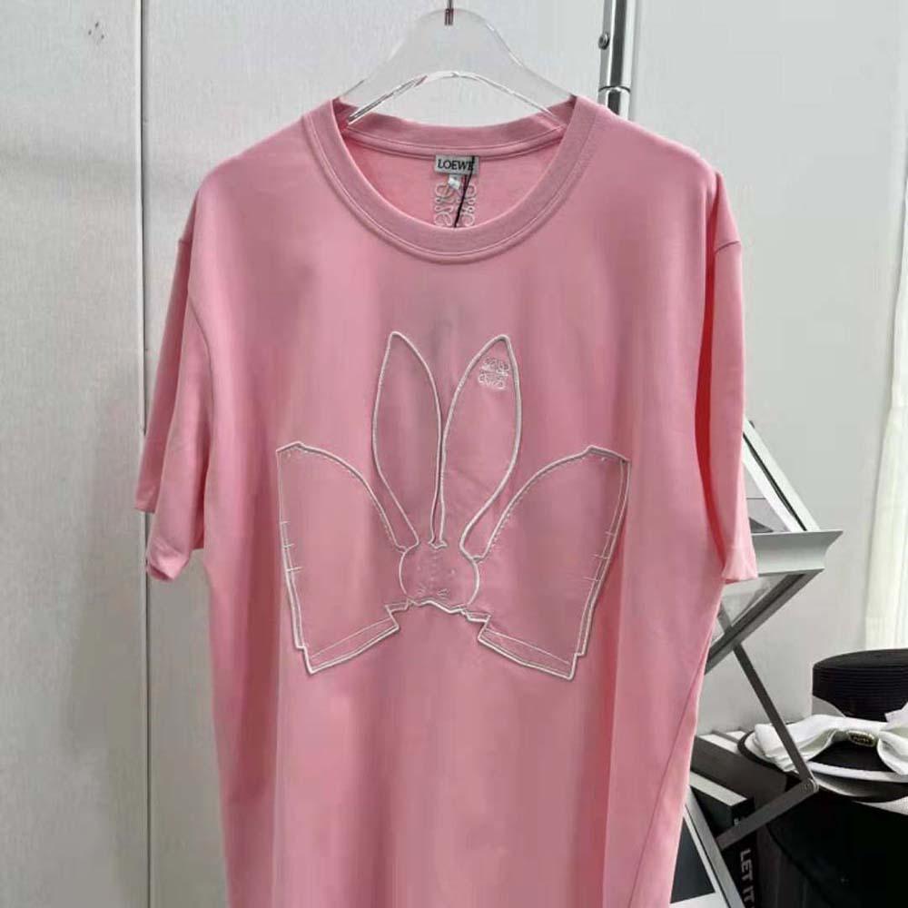 Close-up of embroidered bunny detail on Loewe Women Bunny T-shirt
