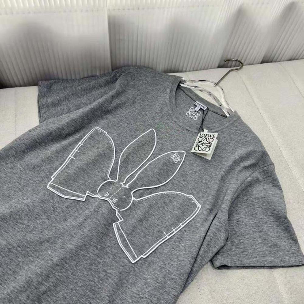 Loewe Women Bunny T-shirt in Cotton-Silver - image 4