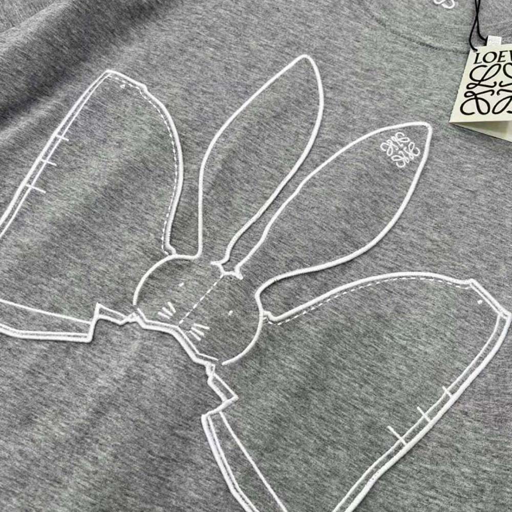 Loewe Women Bunny T-shirt in Cotton-Silver - image 7