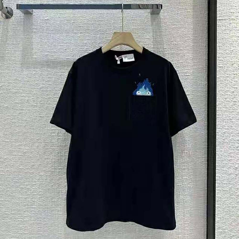 Close-up of chest pocket detail on Loewe Women Calcifer Pocket T-Shirt