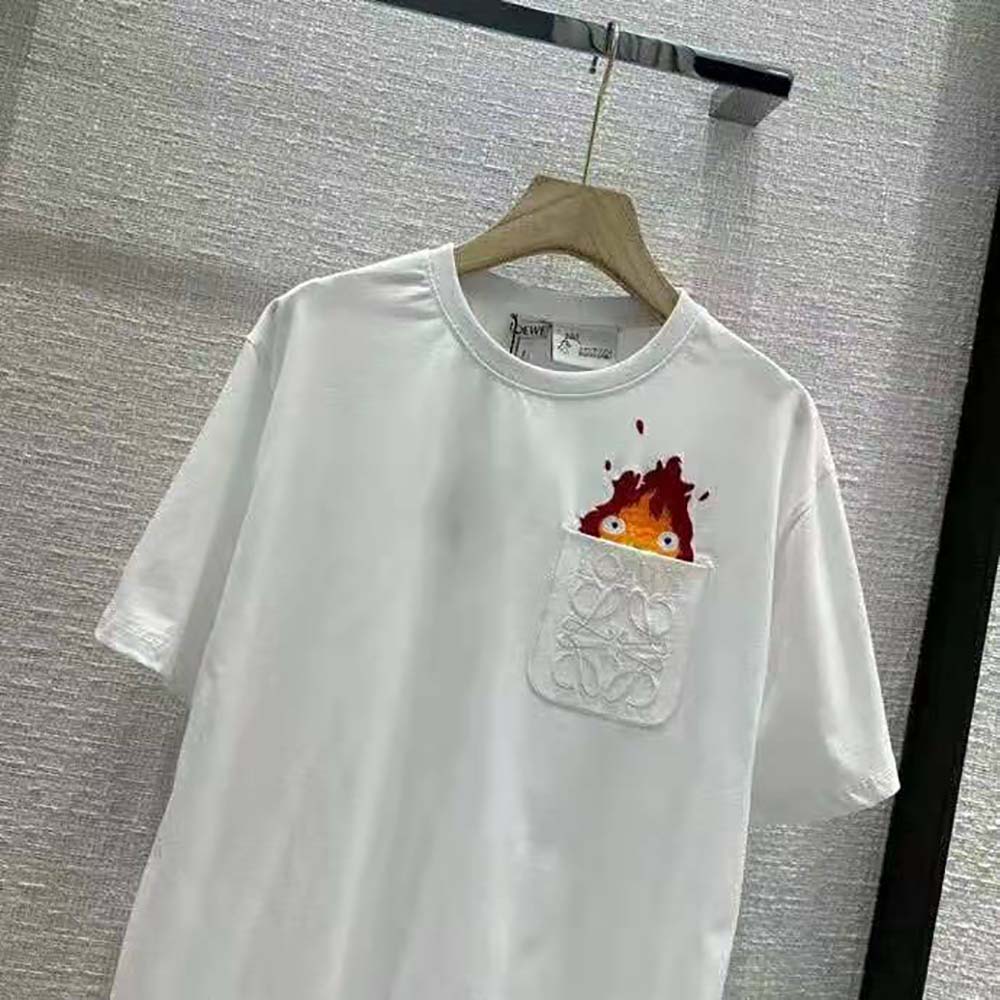 Loewe Women Calcifer Pocket T-Shirt in Cotton-White - image 4