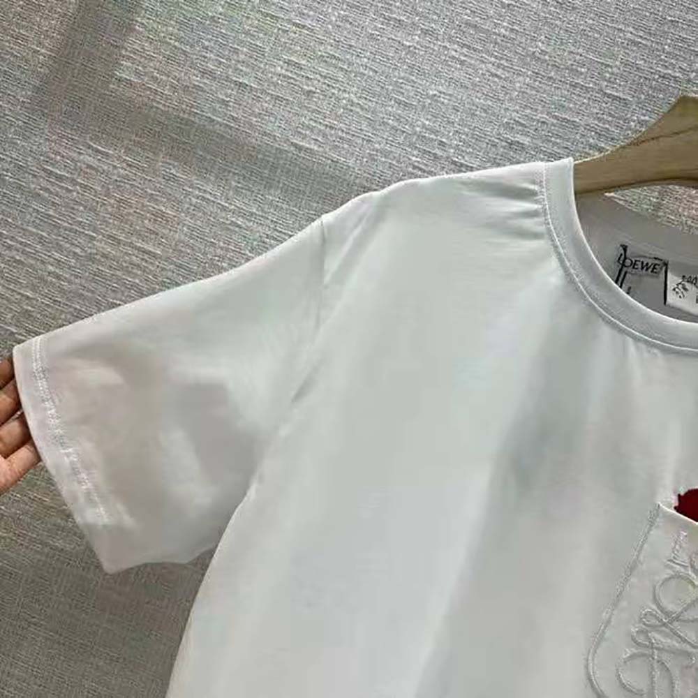 Loewe Women Calcifer Pocket T-Shirt in Cotton-White - image 8