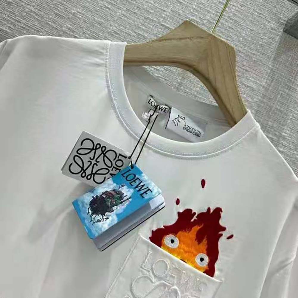 Loewe Women Calcifer Pocket T-Shirt in Cotton-White - image 6