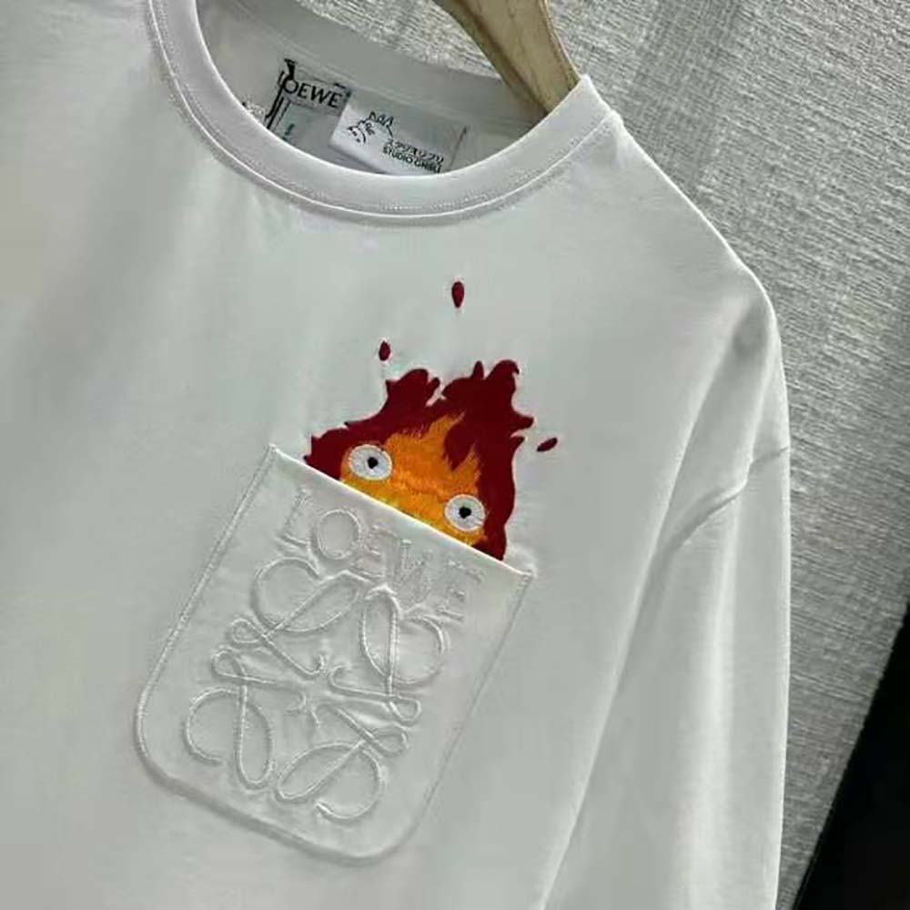 Loewe Women Calcifer Pocket T-Shirt in Cotton-White - image 5