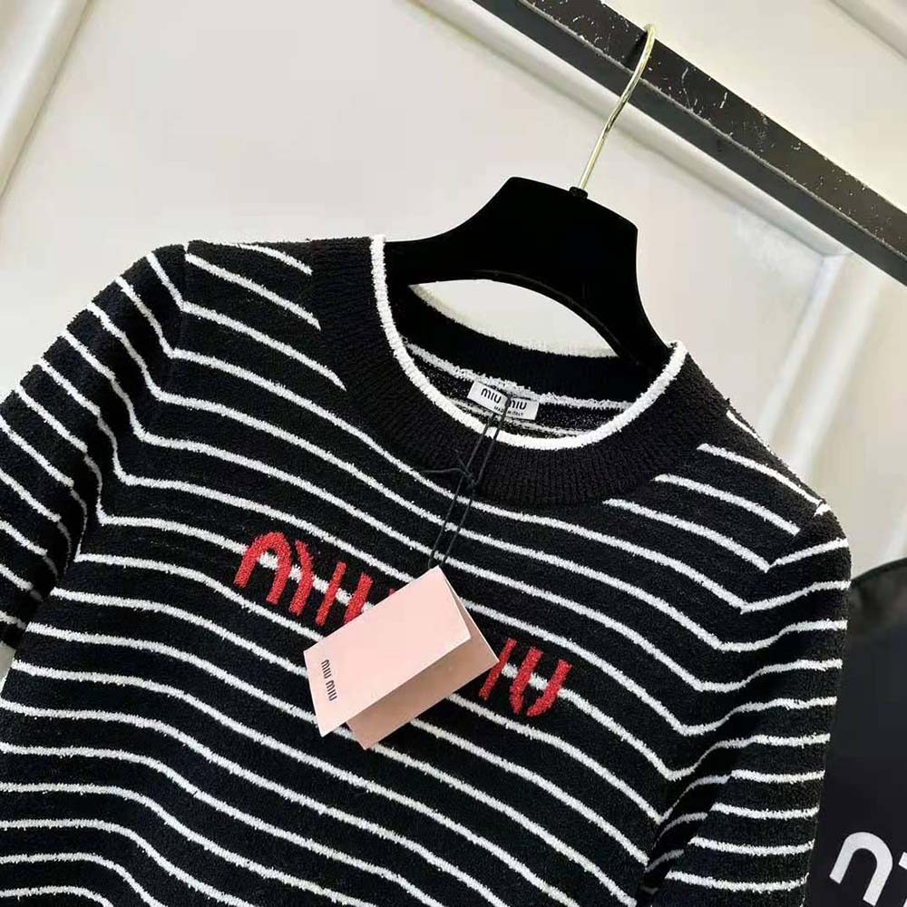 Miu Miu Women Bouclé Cotton Crew-Neck Mini-Dress - image 9