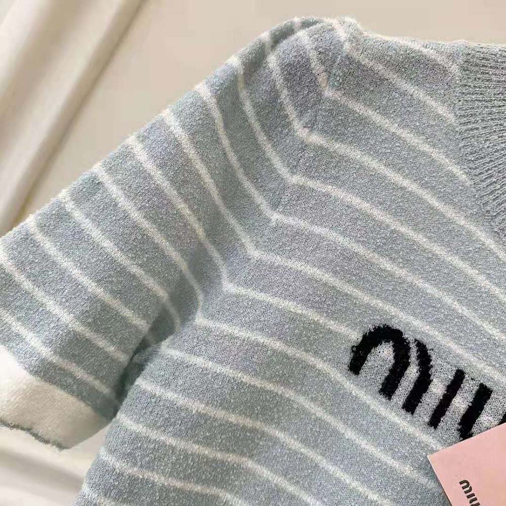 Miu Miu Women Bouclé Cotton Crew-Neck Sweater - image 9