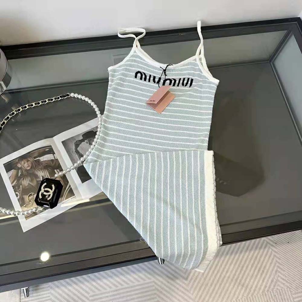 Miu Miu Women Bouclé Cotton Mini-Dress - image 5