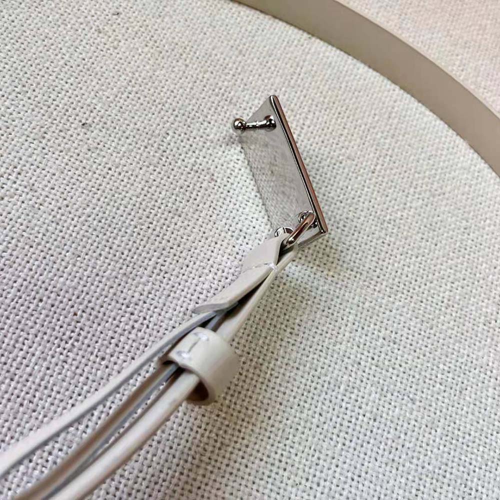 Miu Miu Women Brushed Leather Belt with Enameled Metal Buckle-White - image 7