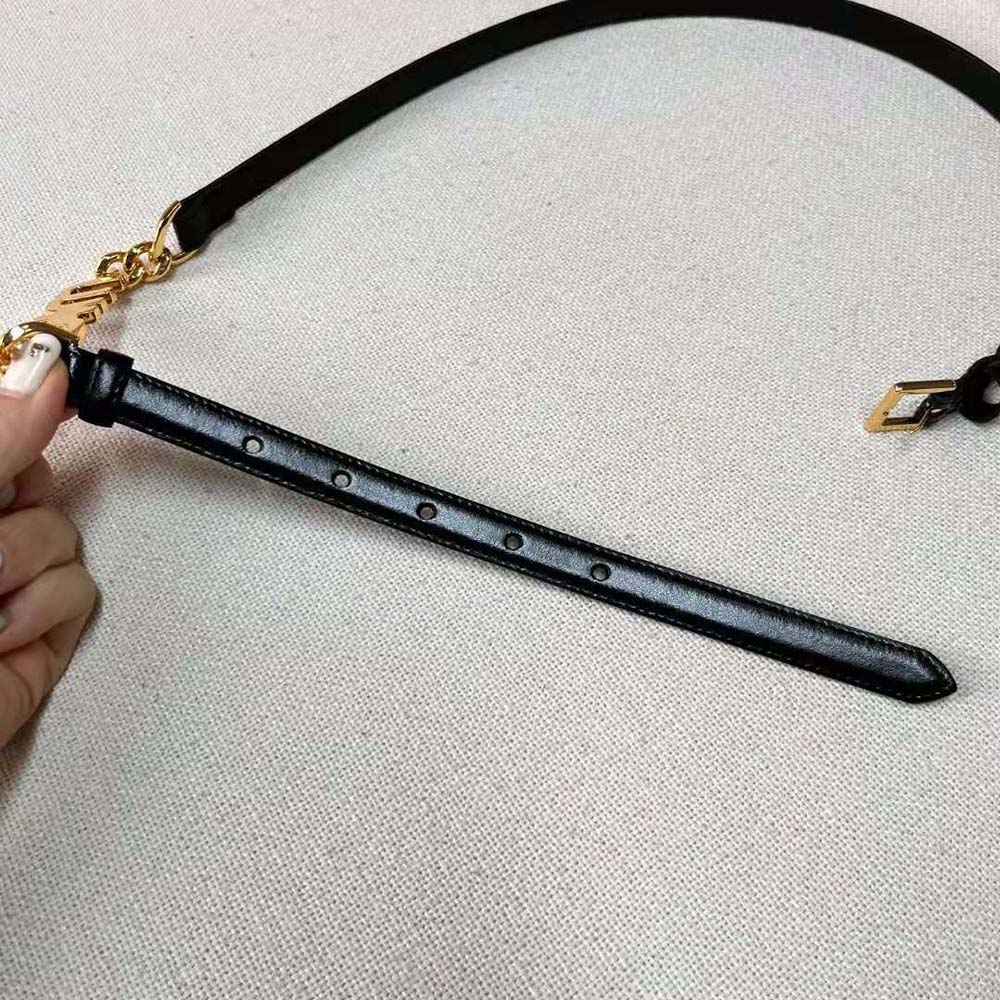 Miu Miu Women Brushed Leather Belt with Logo-Black - image 7