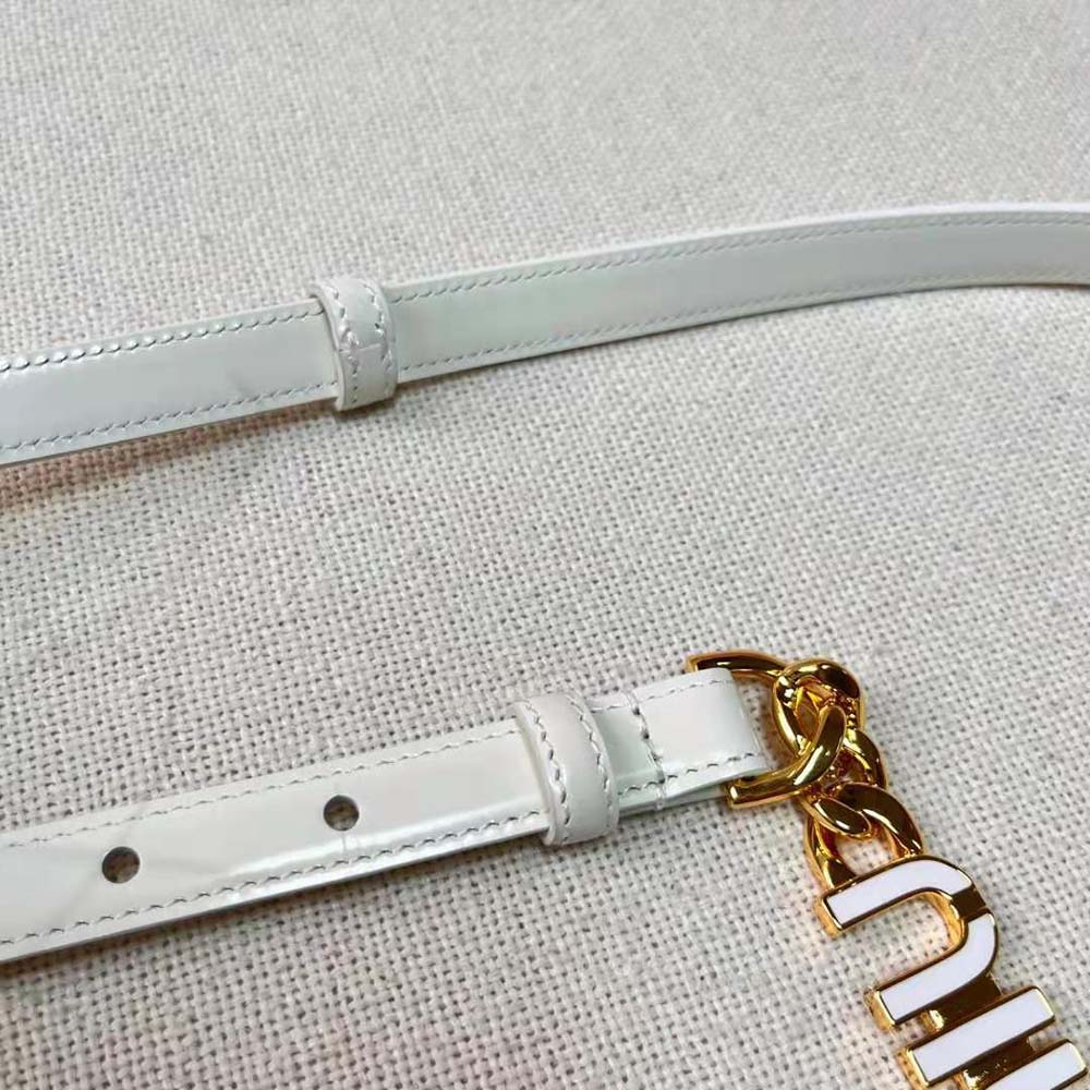 Miu Miu Women Brushed Leather Belt with Logo-White - image 7