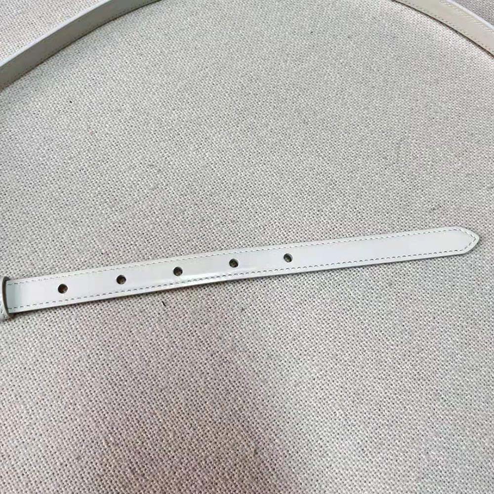 Miu Miu Women Brushed Leather Belt with Logo-White - image 6