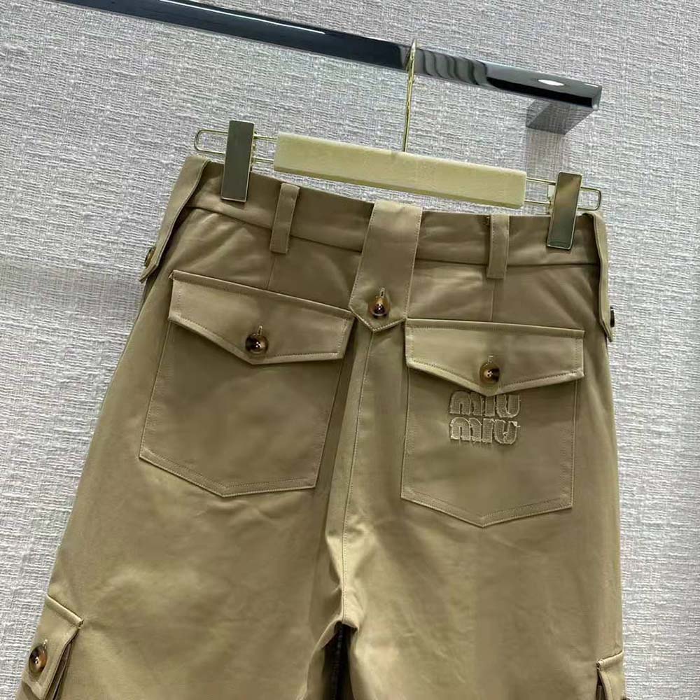 Miu Miu Women Chino Bermudas with Embroidered Logo on the Back - image 5