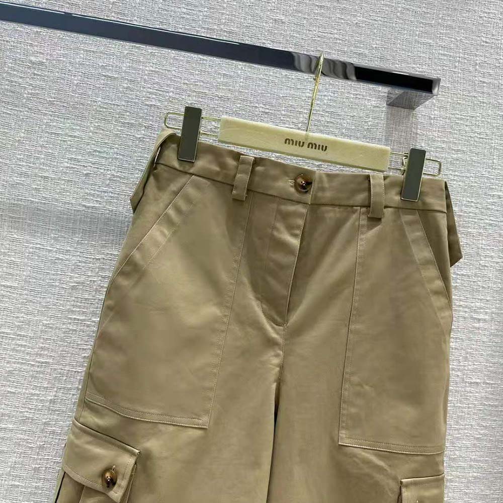 Miu Miu Women Chino Bermudas with Embroidered Logo on the Back - image 4