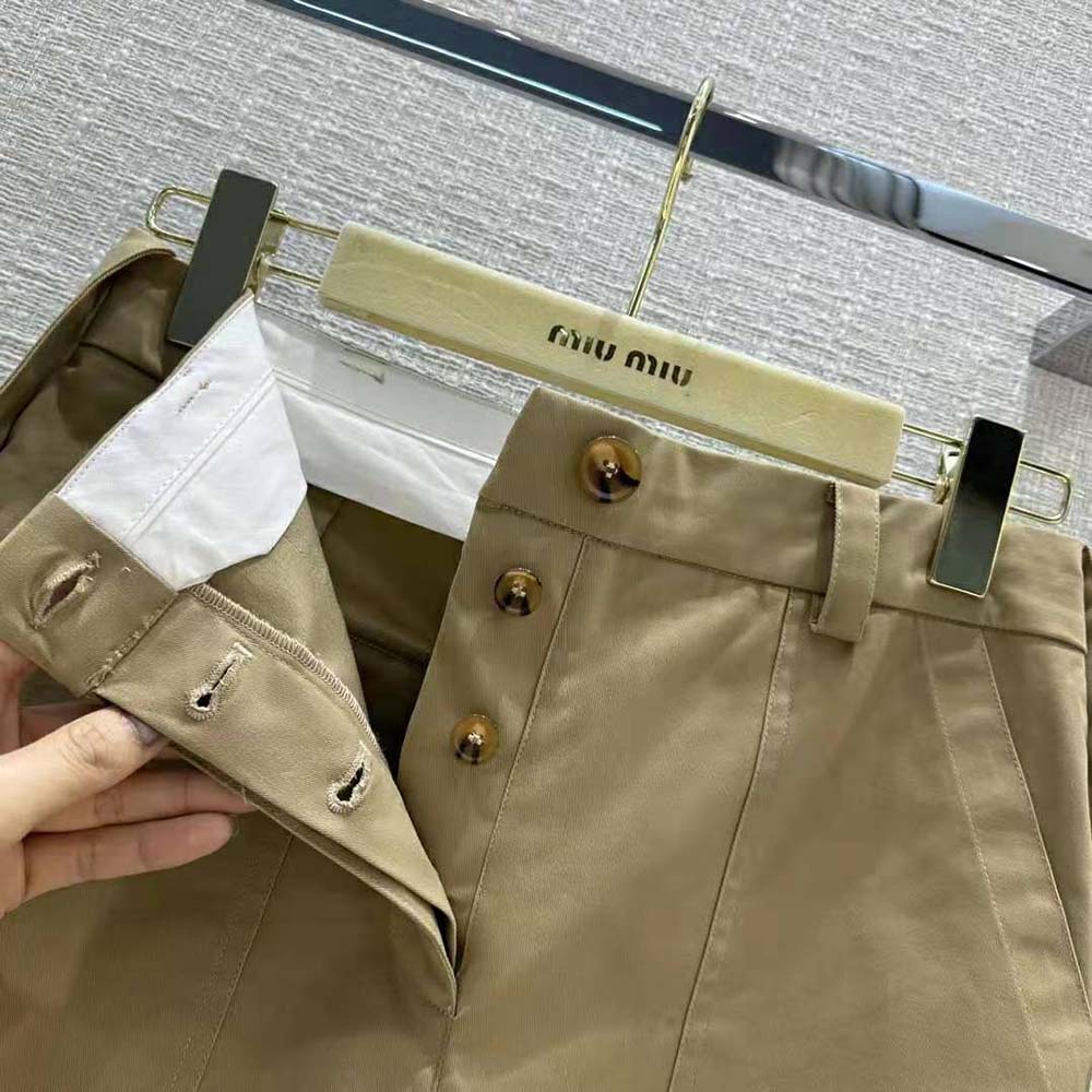 Miu Miu Women Chino Bermudas with Embroidered Logo on the Back - image 9