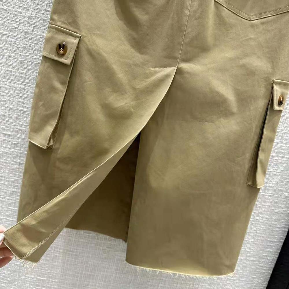 Miu Miu Women Chino Midi Skirt with Embroidered Logo - image 8