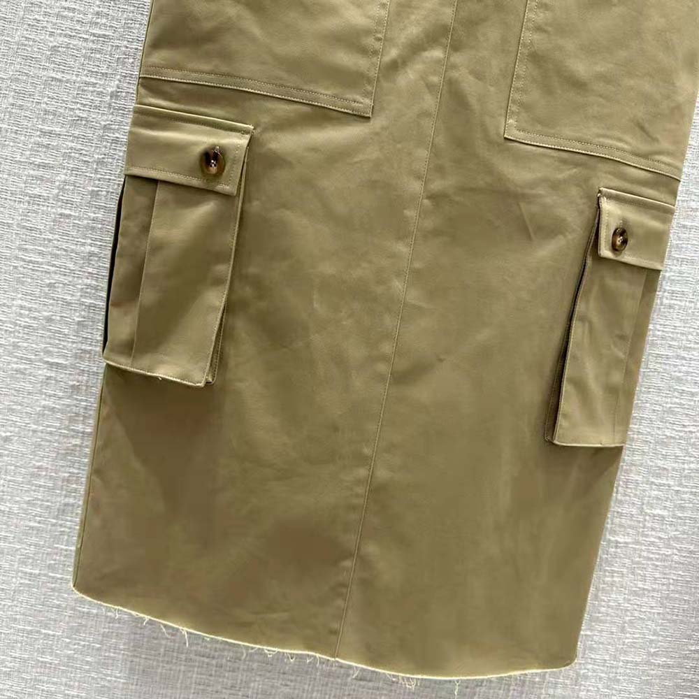 Miu Miu Women Chino Midi Skirt with Embroidered Logo - image 7
