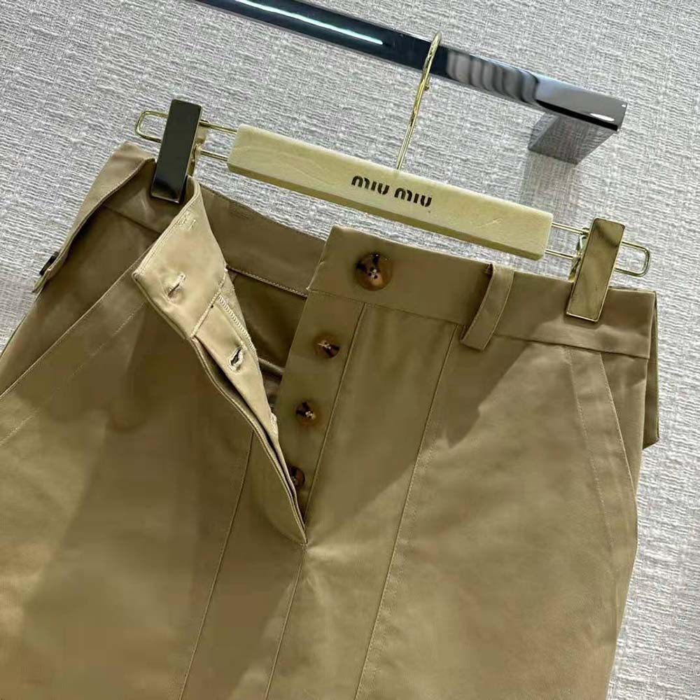 Miu Miu Women Chino Midi Skirt with Embroidered Logo - image 6