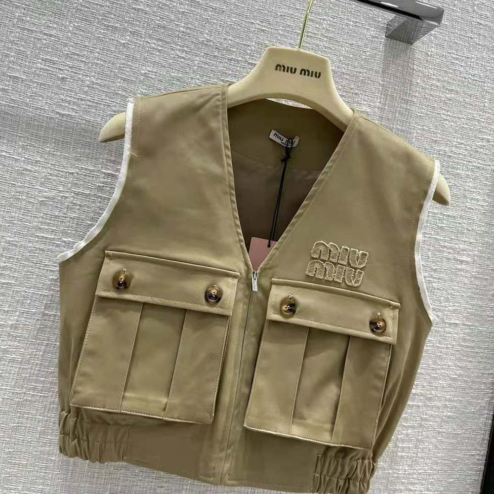 Miu Miu Women Chino Vest with Embroidered Logo - image 4