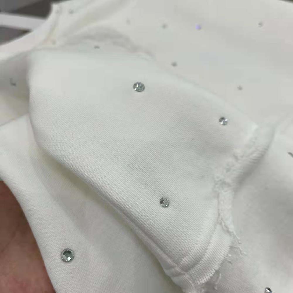Miu Miu Women Cotton Embroidered Sweatshirt with Crystals-White - image 8