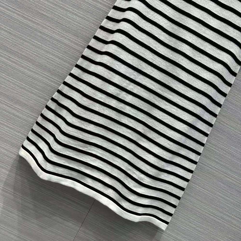 Miu Miu Women Cotton Mini-Dress with Knit Logo Patch-White - image 9