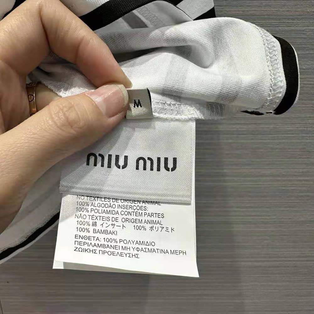 Miu Miu Women Cotton T-shirt with Printed Logo-Black - image 10