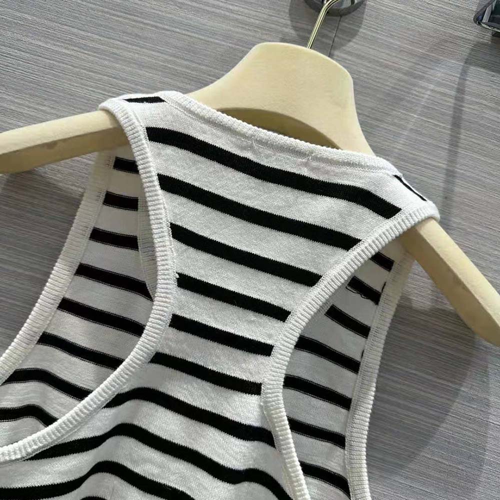 Miu Miu Women Cotton Top with Intarsia Logo-White - image 5