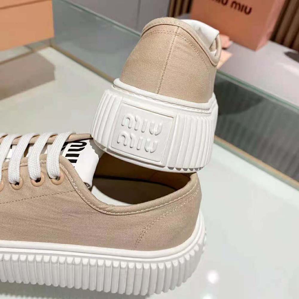 Miu Miu Women Denim Sneakers EVA Sole with Logo-Pink - image 9