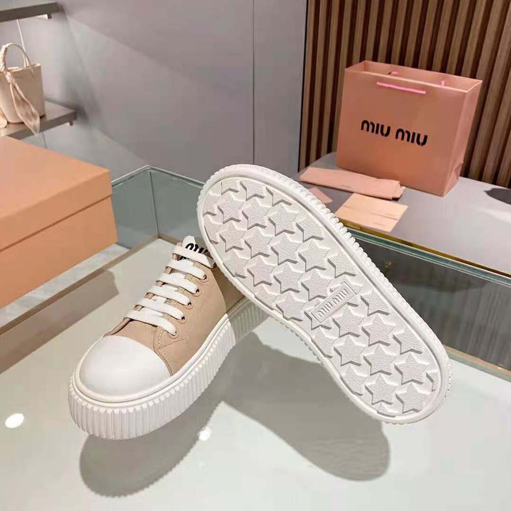 Miu Miu Women Denim Sneakers EVA Sole with Logo-Pink - image 10