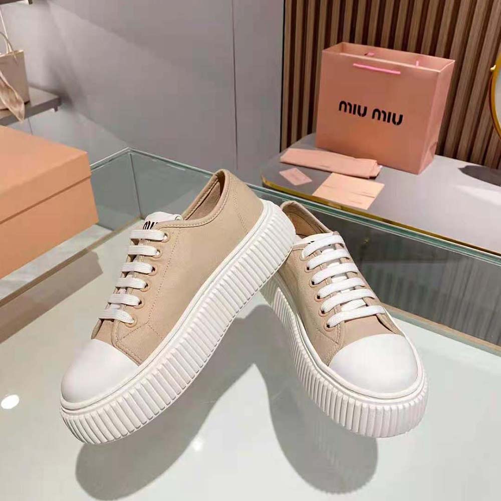 Miu Miu Women Denim Sneakers EVA Sole with Logo-Pink - image 5