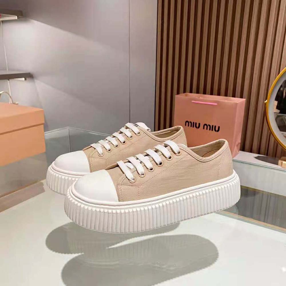 Miu Miu Women Denim Sneakers EVA Sole with Logo-Pink - image 6