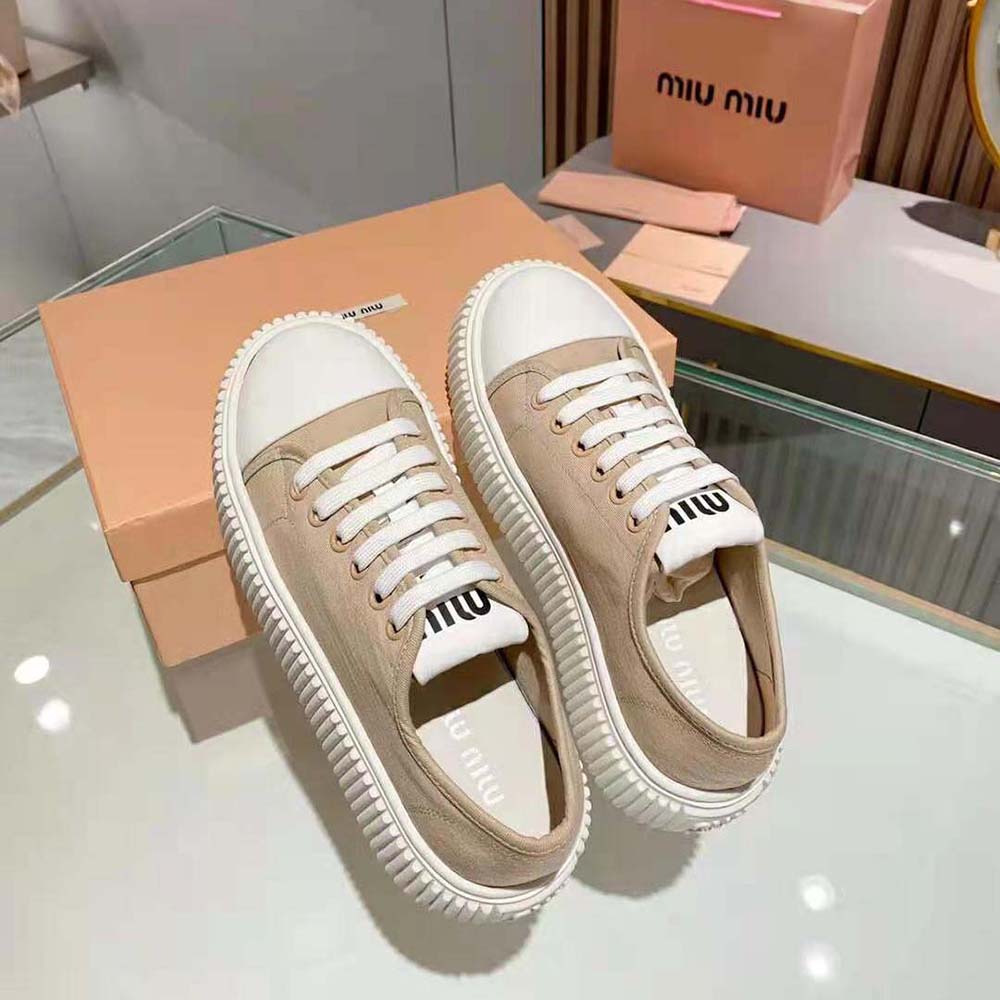 Miu Miu Women Denim Sneakers EVA Sole with Logo-Pink - image 4