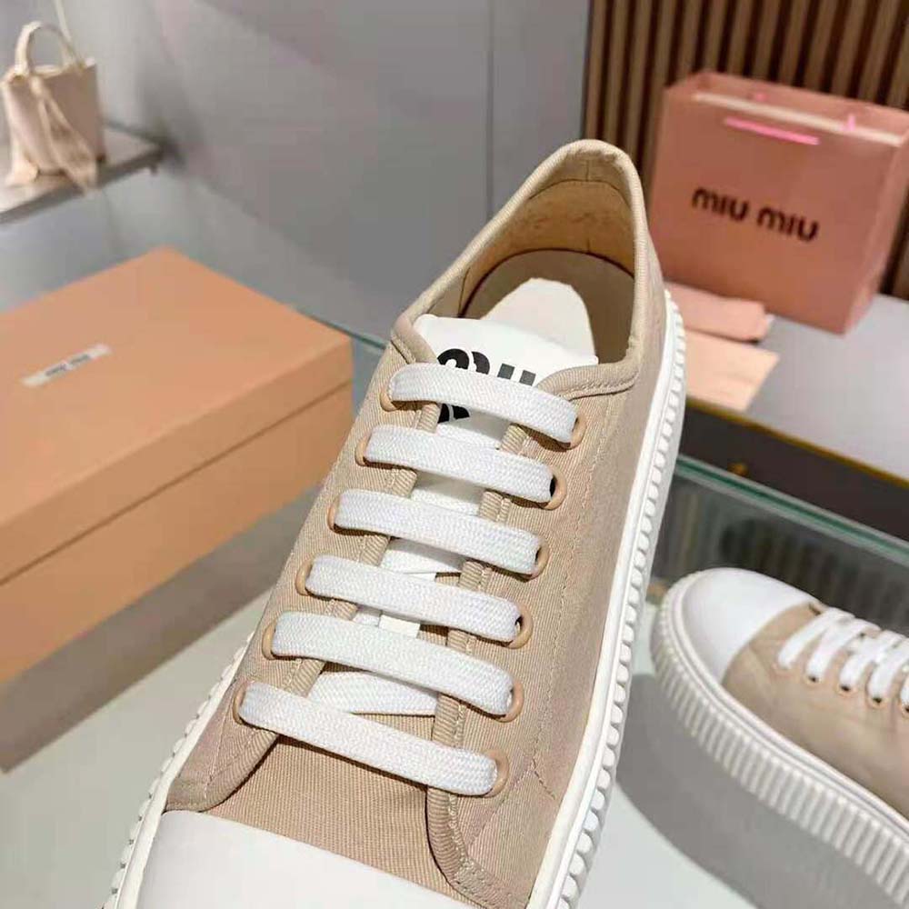 Miu Miu Women Denim Sneakers EVA Sole with Logo-Pink - image 8