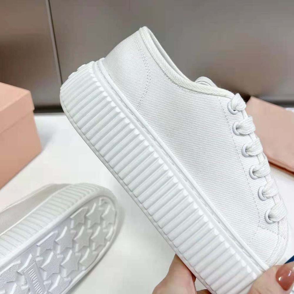 Miu Miu Women Denim Sneakers EVA Sole with Logo-White - image 10