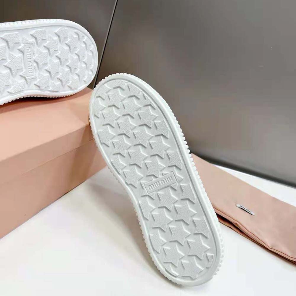 Miu Miu Women Denim Sneakers EVA Sole with Logo-White - image 8
