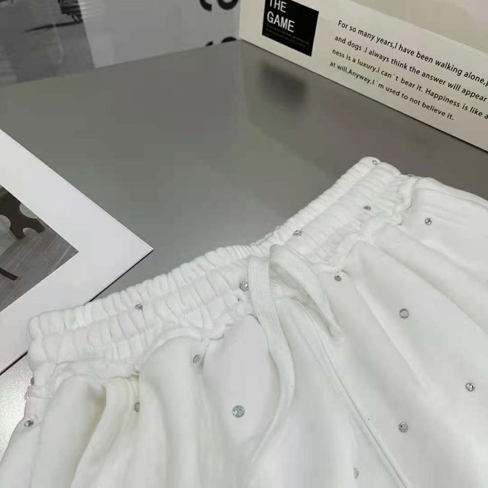 Miu Miu Women Embroidered Cotton Shorts with Embroidered Logo-White - image 8