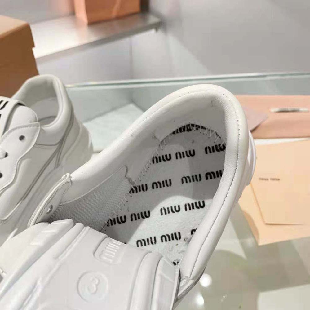 Miu Miu Women Leather Sneakers-White - image 8