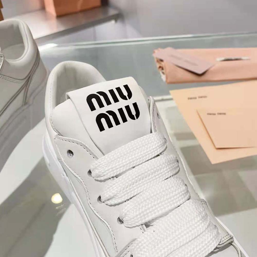 Miu Miu Women Leather Sneakers-White - image 6
