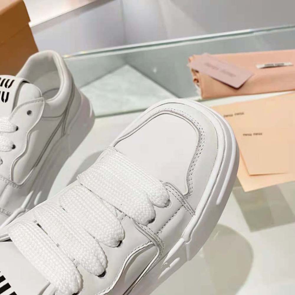 Miu Miu Women Leather Sneakers-White - image 7