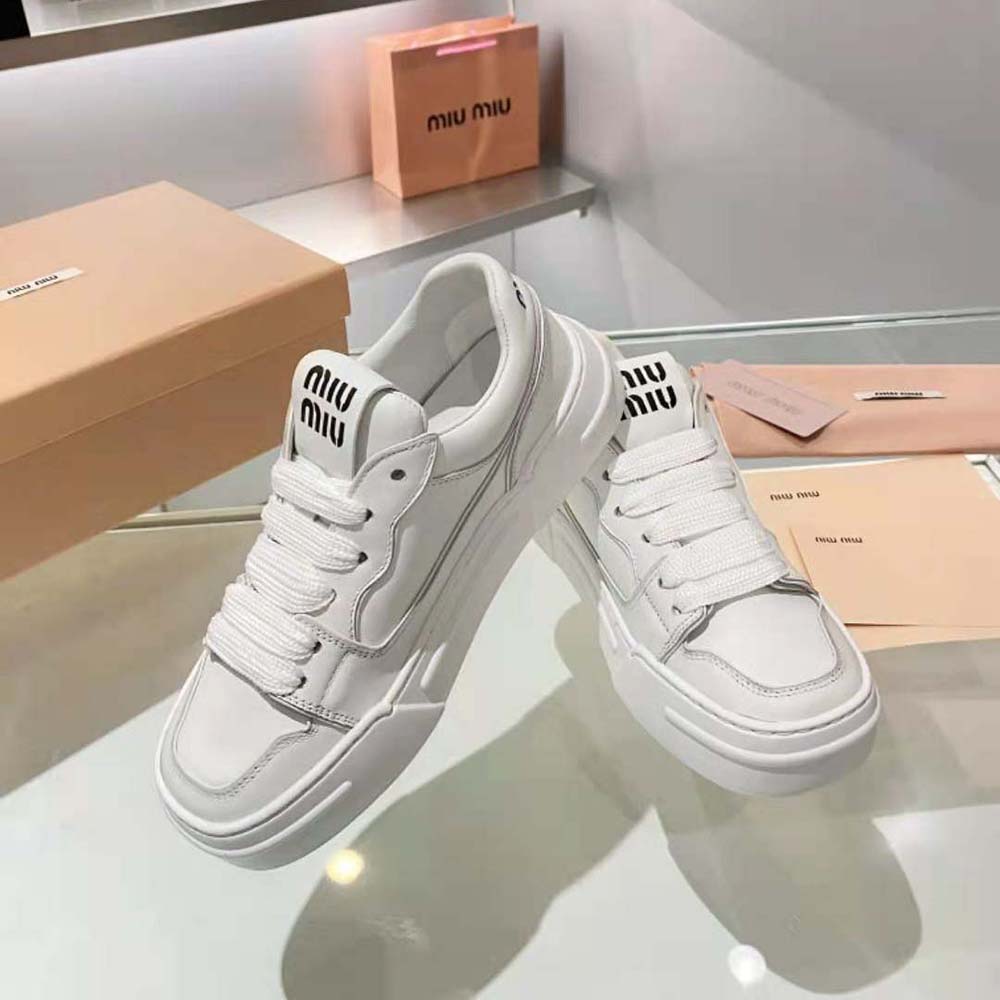 Miu Miu Women Leather Sneakers-White - image 5