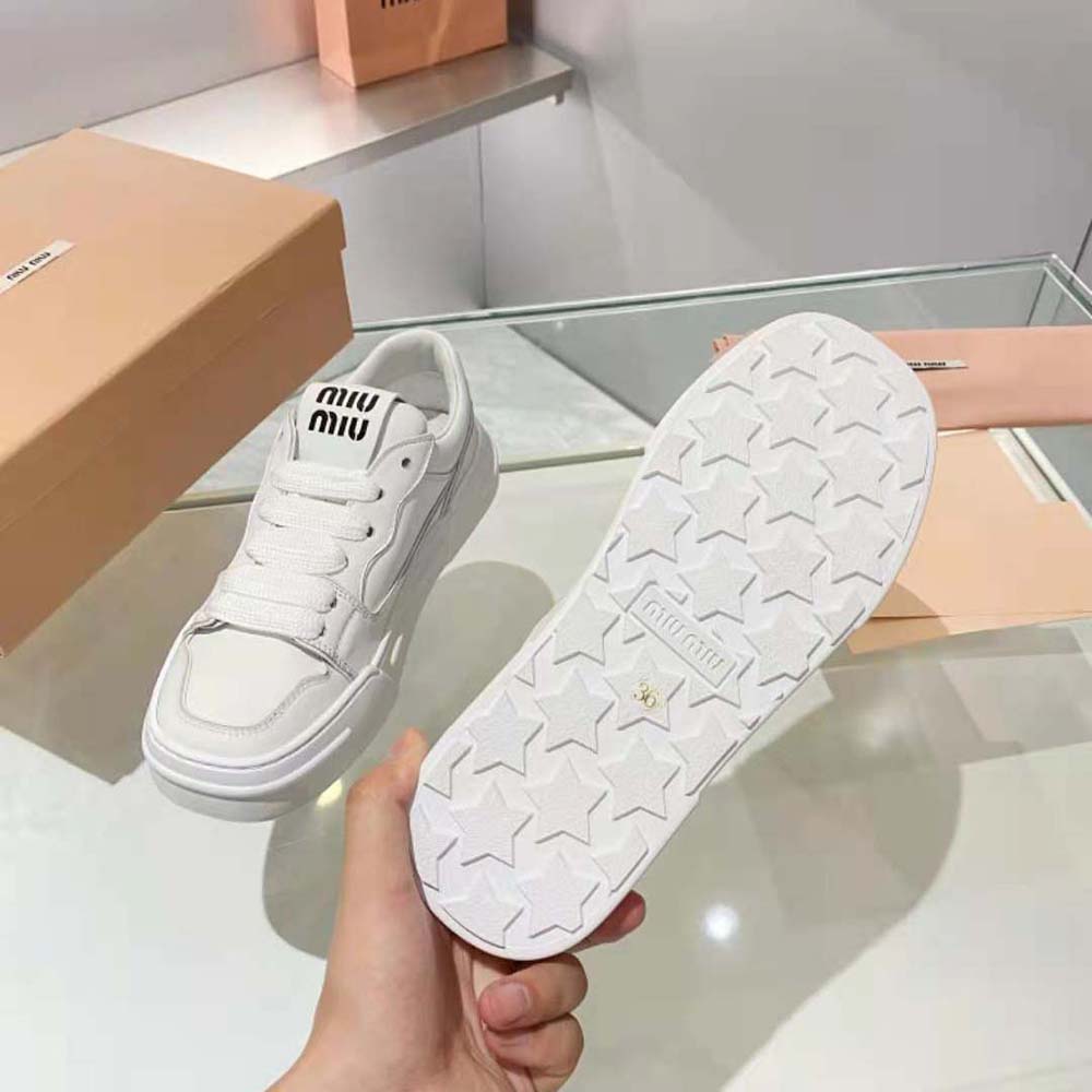 Miu Miu Women Leather Sneakers-White - image 10
