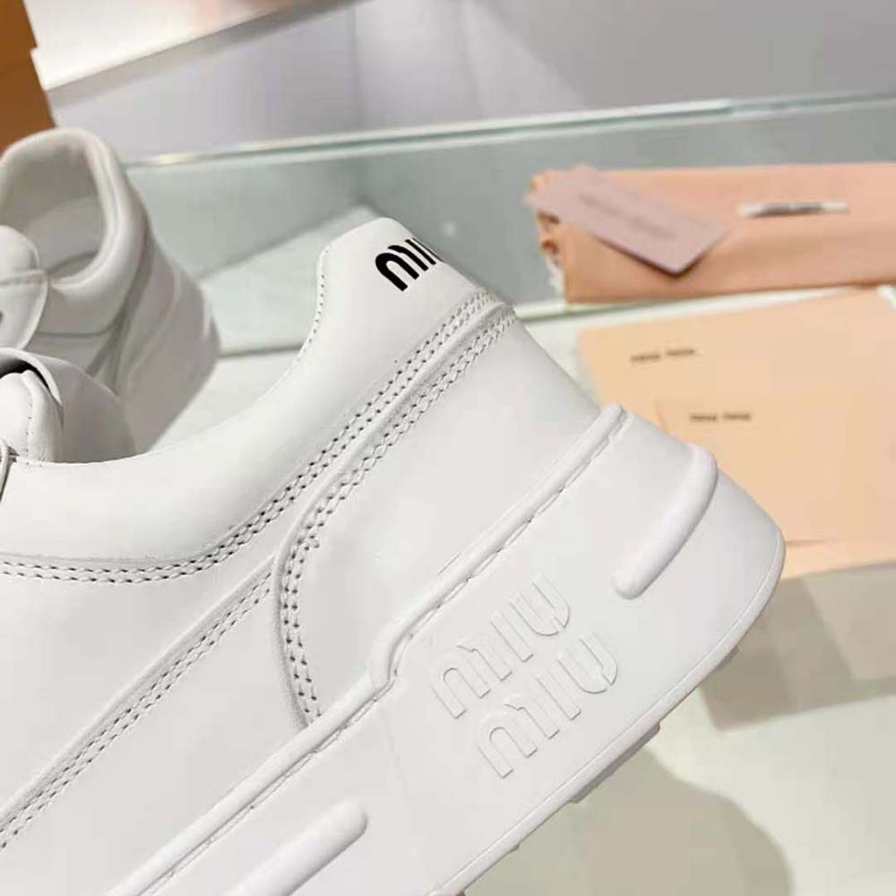 Miu Miu Women Leather Sneakers-White - image 9