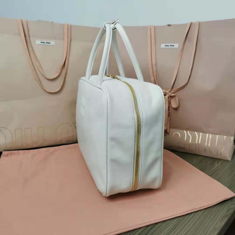 Miu Miu Women Leather Top-Handle Bag-White - image 5