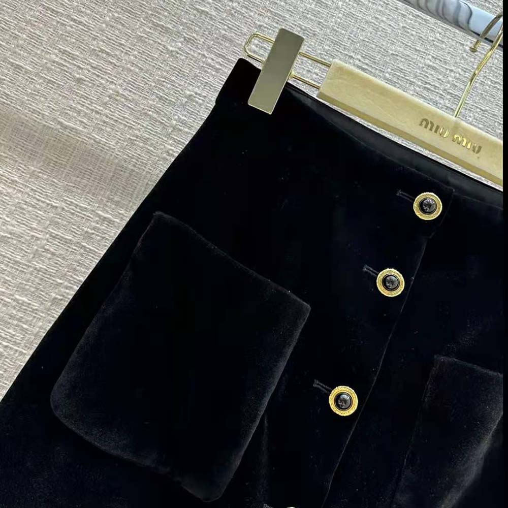 Miu Miu Women Long Velvet Skirt with Jacquard Logo - image 5