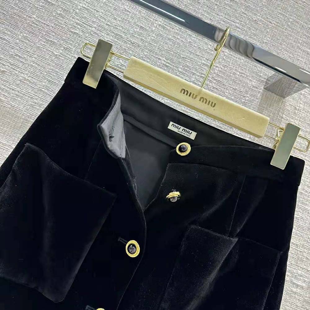 Miu Miu Women Long Velvet Skirt with Jacquard Logo - image 6