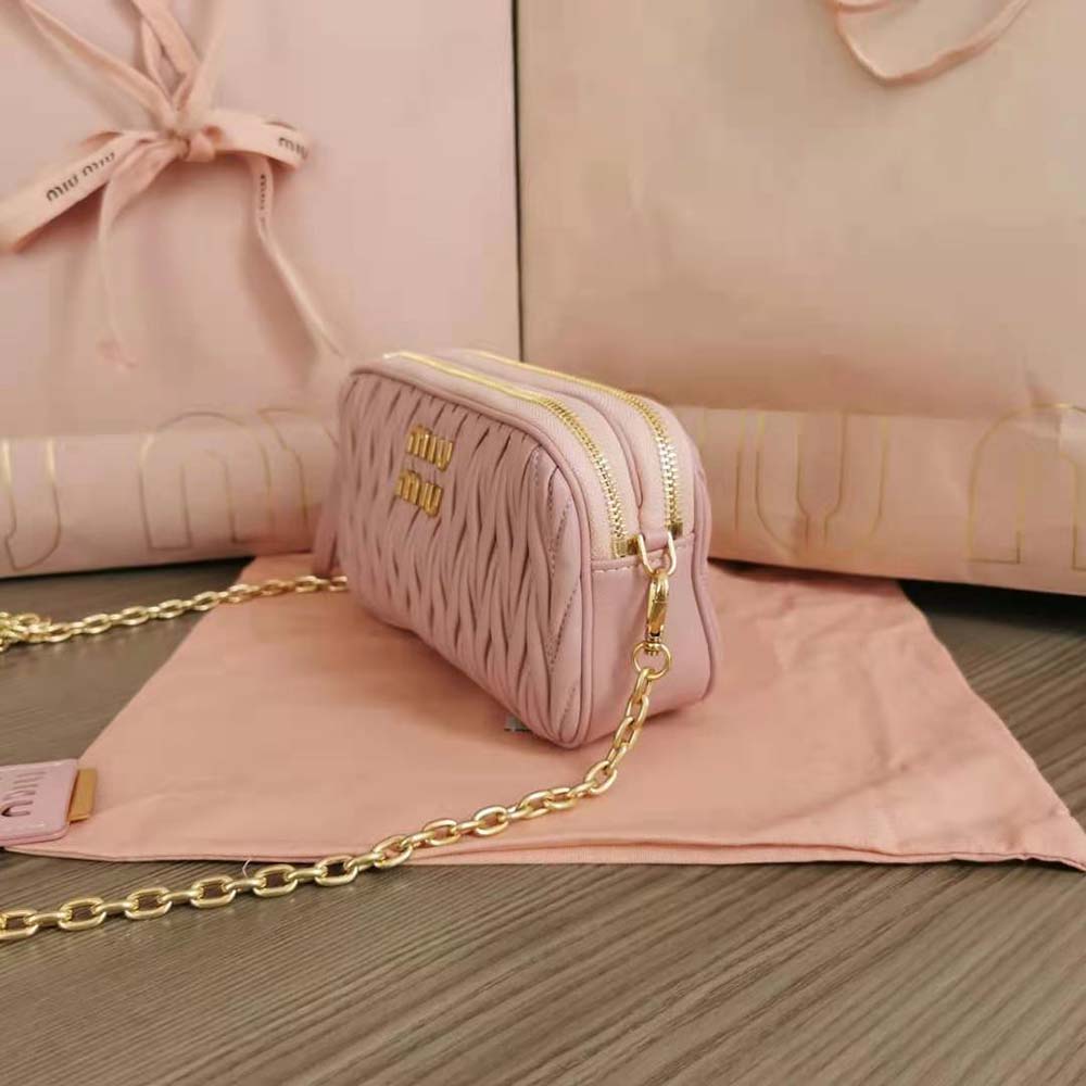 Miu Miu Women Matelassé Nappa Leather Mini-Bag-Pink - image 5